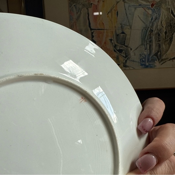 Vintage hand painted decorative plate unsigned Dresden? German ? Gold Rim - Picture 7 of 10